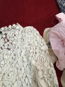 Elegant White Lace Peplum Top