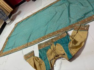 designer saree with worked blues