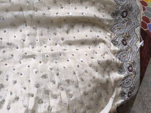 Embellished Cream Saree