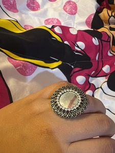 Vintage Oxidised Silver Statement Ring for Women |