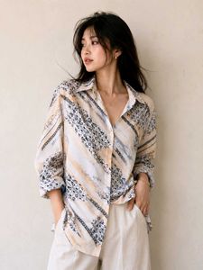 Chic Abstract Print Button-Up Shirt