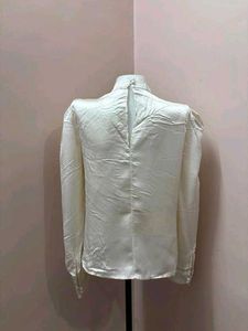 Elegant White Satin Blouse