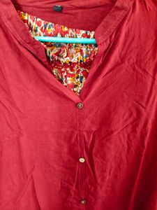 Maroon Kurta Set with Floral Print
