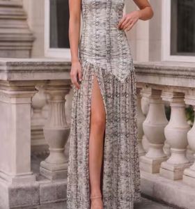 Chic Snakeskin Print Maxi Dress