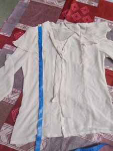 Cream Sheer Button-Up Blouse