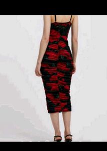 URBANIC BUSTIER MESH MIDI DRESS