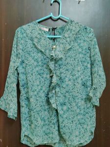 Light Blue Floral Print Top