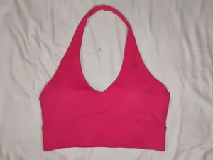 Red Halter Padded Sports Bra L size
