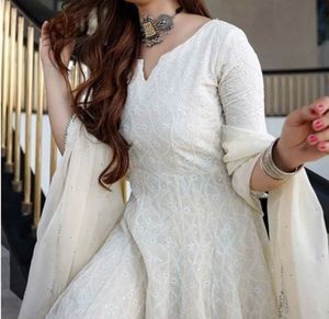 Elegant White Chikankari Kurta Set