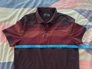 Calvin Klein - Striped Maroon Polo Shirt