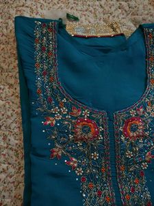 Embroidered Teal Kurta Set on sale