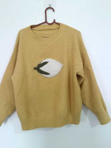 Mustard Yellow Winter Sweater with Cute Design