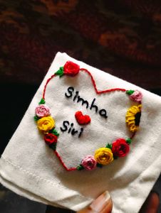 Hand Embroidered handkerchief coustmize any name