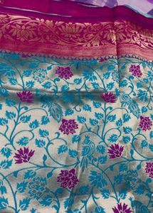 Pink Green Silk Saree-Blouse