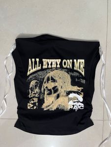 Graphic Print Black Tank Top