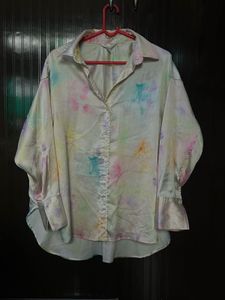 Tie-Dye Satin Oversized Shirt