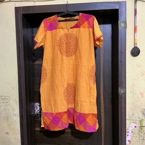 Orange Kurta with Mandala Print