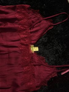 Lace Trimmed Silky satin top