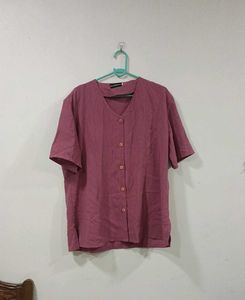 Stylish Pink Textured Button-Up Shirt