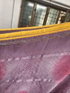 New Beautiful Purple Saree with Pink Motifs
