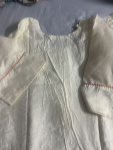 off White Kurta Set with Rainbow Detail