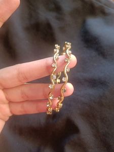 Designer Golden Bangles With Stone
