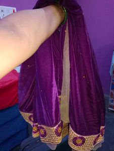 Embroidered Velvet Purple Lehenga Saare