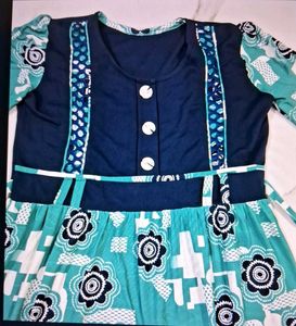 Cute Teal Floral Print Dress