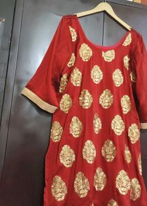 Rust Party Wear Plazo Suit With Dupatta 44 Bust
