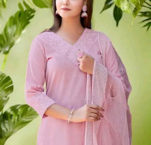 Elegant Pink Kurta Pant With Dupatta Set