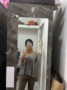 Sheer Floral Print Blouse