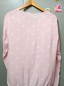 Light Pink Polka Dot Long Sleeve Top