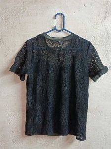 Elegant Black Lace Top Layered