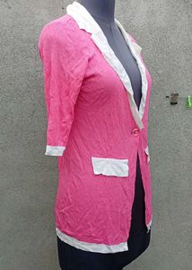 Pink Collared Cardigan