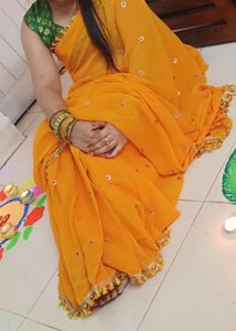 Mustard Yellow Sari (Ready To Wear)