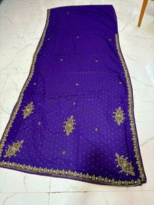 purple handwork saree