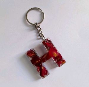 Resin Initial Keychains with Pressed Flowers