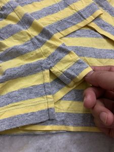 ELLE Striped quarter Sleeve Polo Shirt