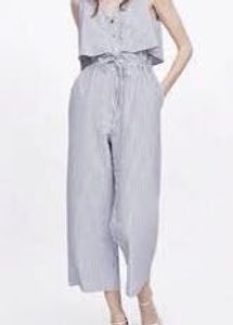 Zara Peplum Style Blue Stripe Jumpsuit