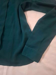 Elegant Green Long Sleeve Blouse