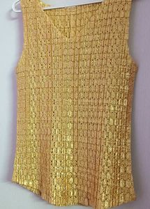 Golden Textured Sleeveless Top