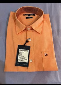 Tommy Hilfiger Men's Orange Slim Fit Shirt