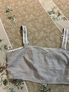 Zudio Stylish Grey Crop Top, Adjustable Straps