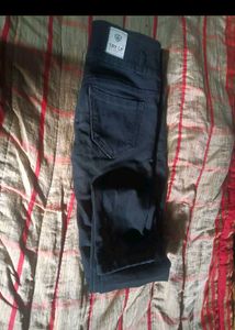Blue and black Distressed Patch Jeans