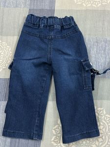 Cute Baby Girls Denim Cargo Pants with tshirt