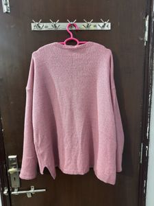 Pink V-Neck Knit Sweater