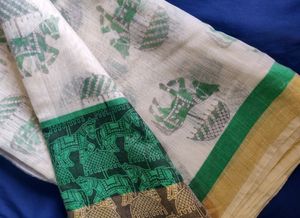 Beautiful Royal Carriage Print Cotton Saree