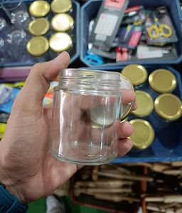 3 piece Glass Jar with Golden Lid