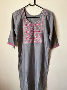 Stylish Grey Embroidered Kurta