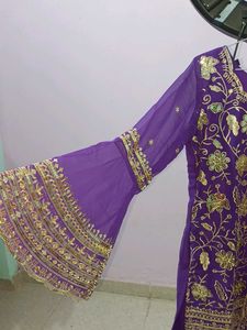 Purple &amp; Gold Embellished Indian Outfit